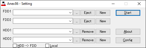Anex86 main screen